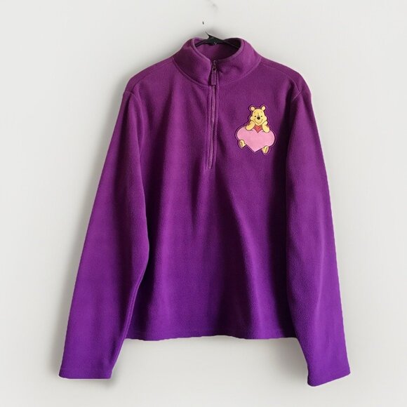 DISNEY STORE VINTAGE Purple WINNIE THE POOH FLEECE SWEATER SIZE LARGE - Picture 1 of 6